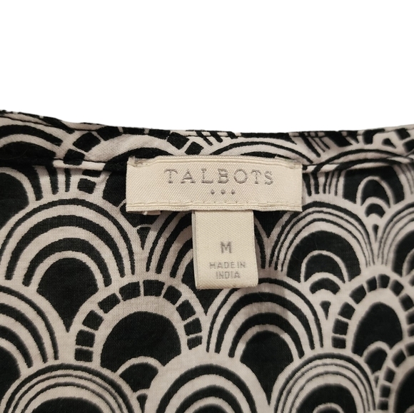 Talbots tunic blouse | black & white | Medium | embroidered - Picture 3 of 8